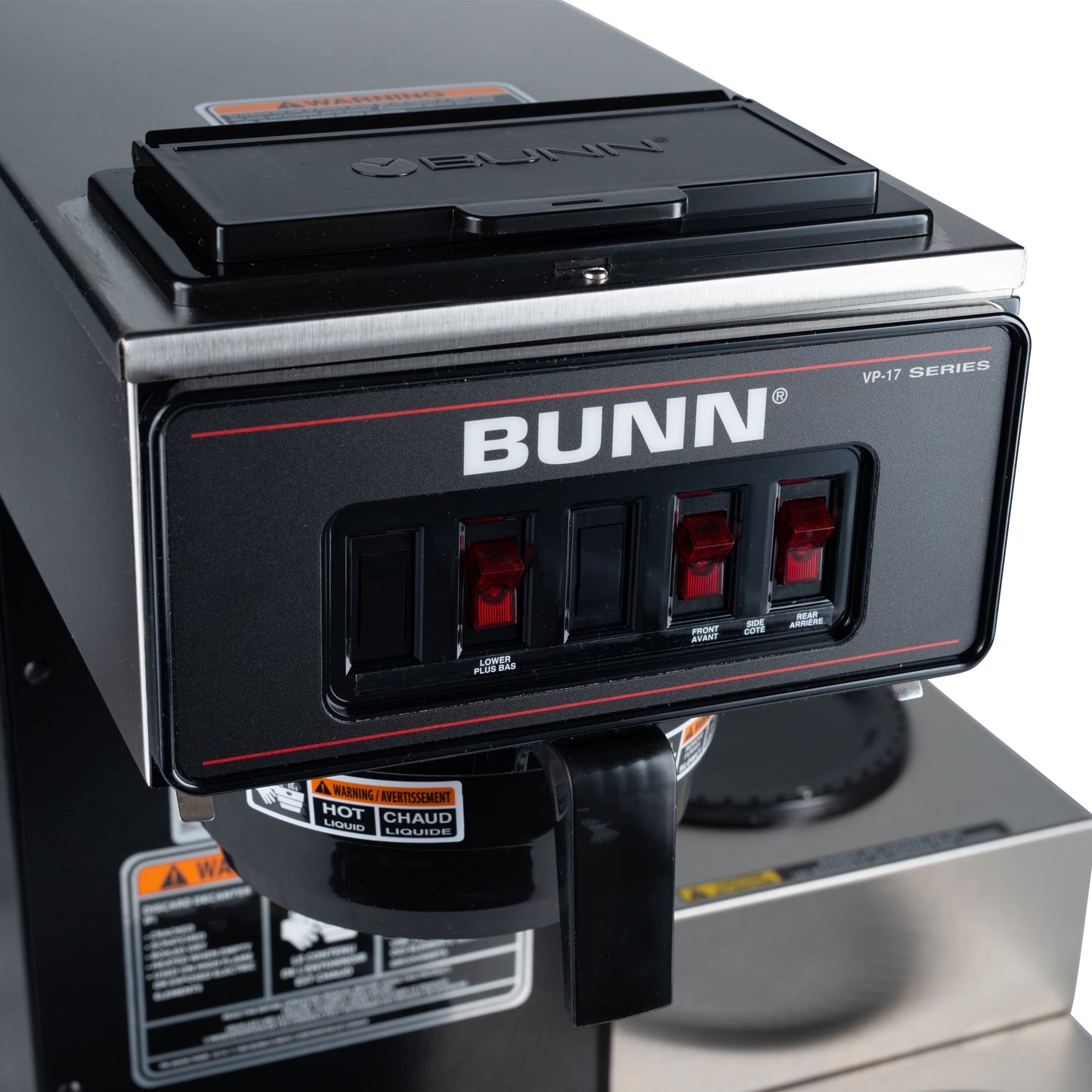 BUNN | VP17-3 Low Profile Coffee Brewer w 3 Lower Warmers, 12 Cup, Black