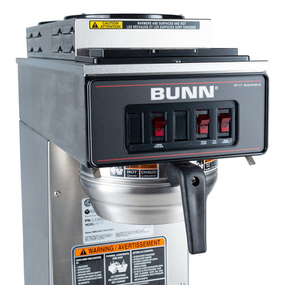 BUNN | VP17-3T Coffee Brewer w 3 Warmers, 12 Cup, Stainless Steel