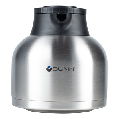 BUNN | Economy Thermal Carafe, 64 oz, Stainless Steel, Black Lid and Handle