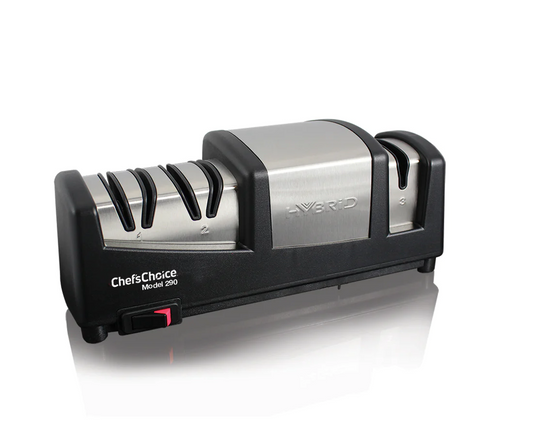 Chef'sChoice | Model 290 Hybrid AngleSelect Electric/Manual Knife Sharpener, 3 Stages, 15 & 20 Degree Edges, Stainless Steel/Black, 120V