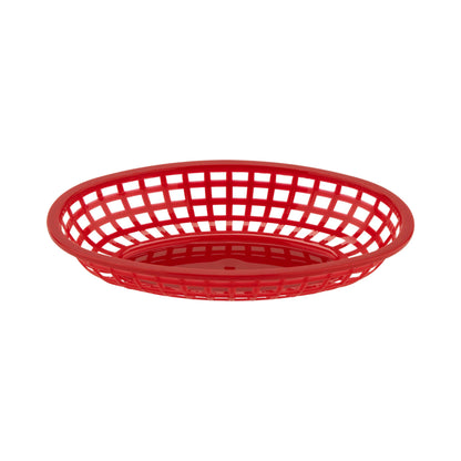 G.E.T. | Oval Basket, 9.5" x 6" x 2", Red Plastic (36-pack)