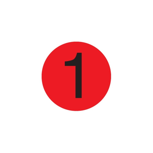 DayMark | MoveMark Number 1 Circle Label, 3/4", Red