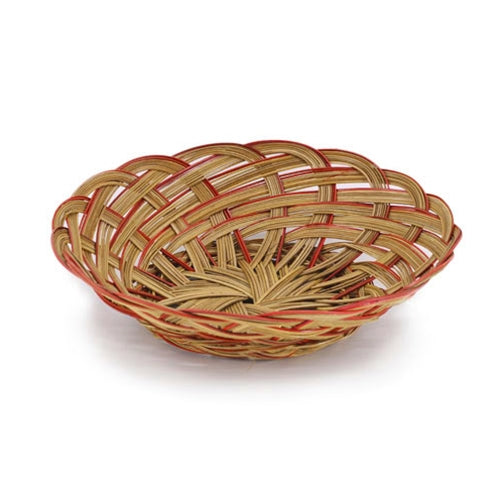 Bacon Basketware | Round Midrib Basket, 10", Brown/Red