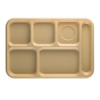 Cambro | Camwear Rectangular School Tray, 6-compartment, Beige (2 DZ) - ChefEquipment.com