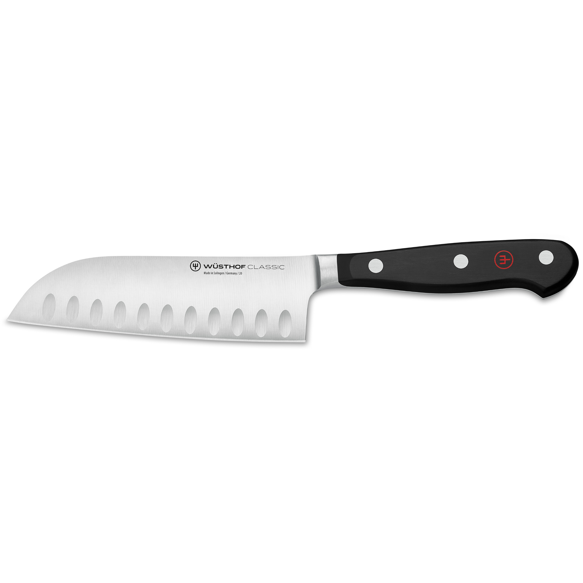 Wusthof | Classic Santoku Knife, Hollow Ground, 7", Black - ChefEquipment.com