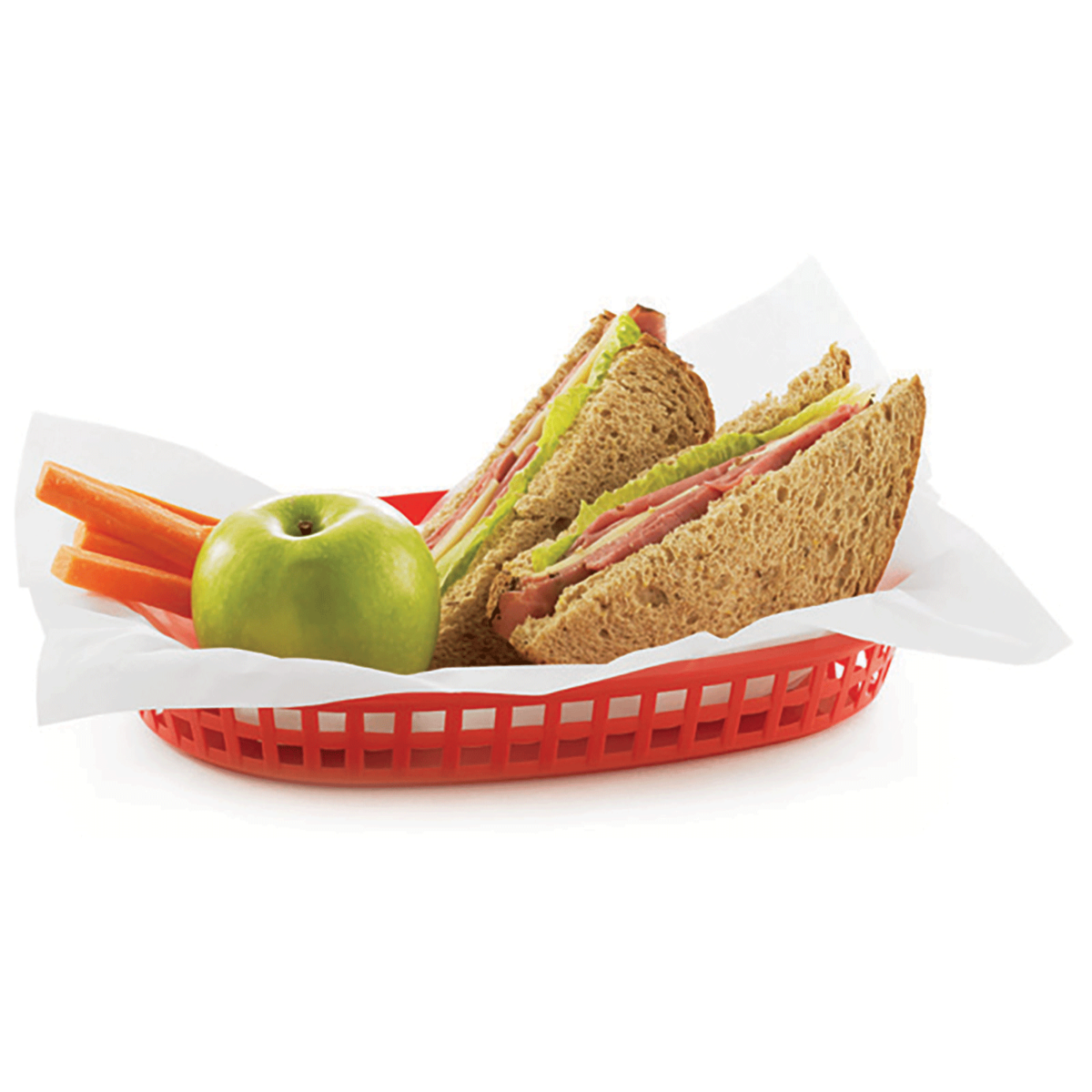 TableCraft | Chicago Platter Oval Basket, 10.5" x 7" x 1.5", Red