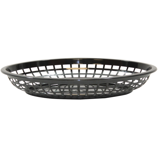 TableCraft | Jumbo Oval Basket, 11 3/4" x 9" x 1 3/4", Black Plastic