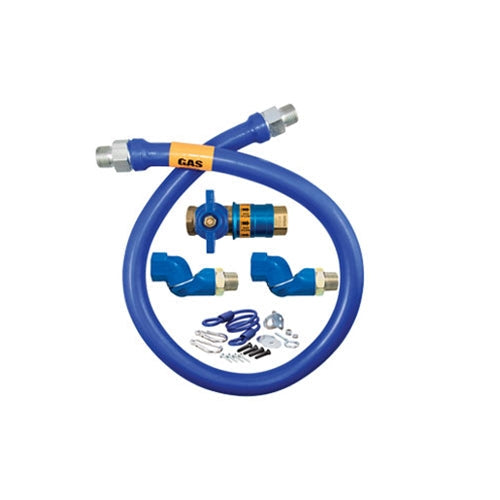 Dormont | Blue Hose Gas Connector Kit w 2 Swivel MAX and Safety Quik, 3/4" x 36" - ChefEquipment.com