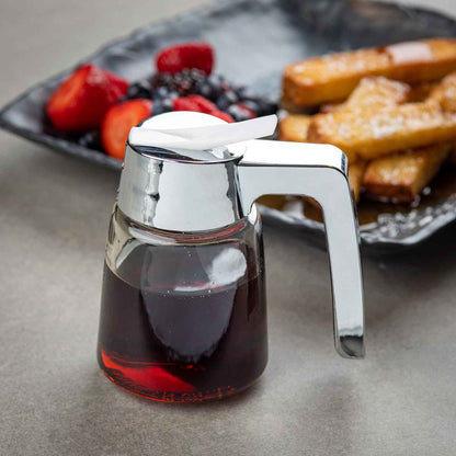 TableCraft | Glass Syrup Dispenser, 8 oz, Chrome Top - ChefEquipment.com