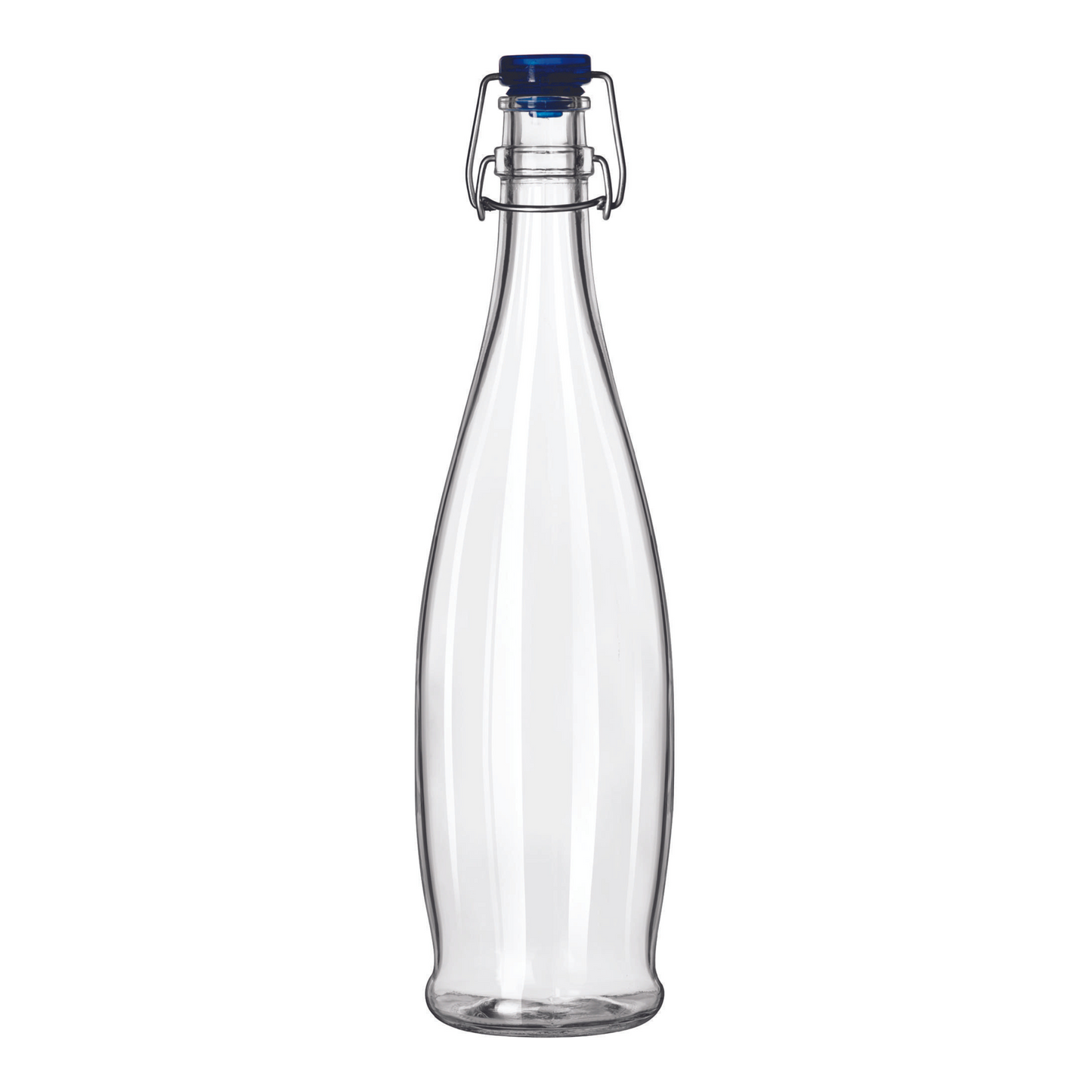 Libbey | Swing Top Water Bottle, Blue Lid, 33.88 oz (6-pack)