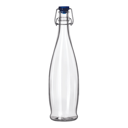 Libbey | Swing Top Water Bottle, Blue Lid, 33.88 oz (6-pack)