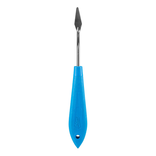 Ateco | Spatule coudée en forme de diamant, lame de 2,9", manche antidérapant bleu