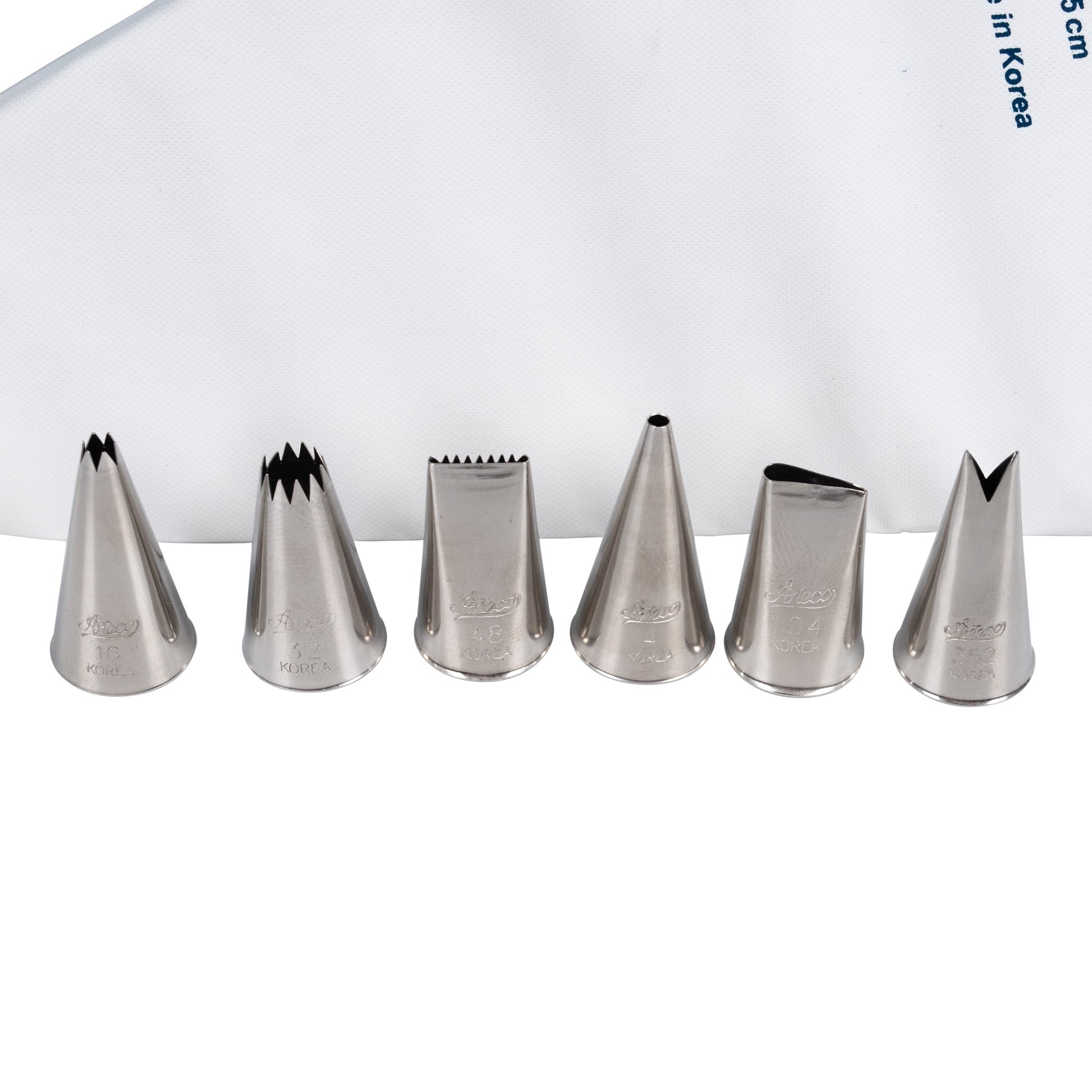 Ateco | 8 Piece Piping Tip and Decorating Set with 10" Flex Bag - ChefEquipment.com