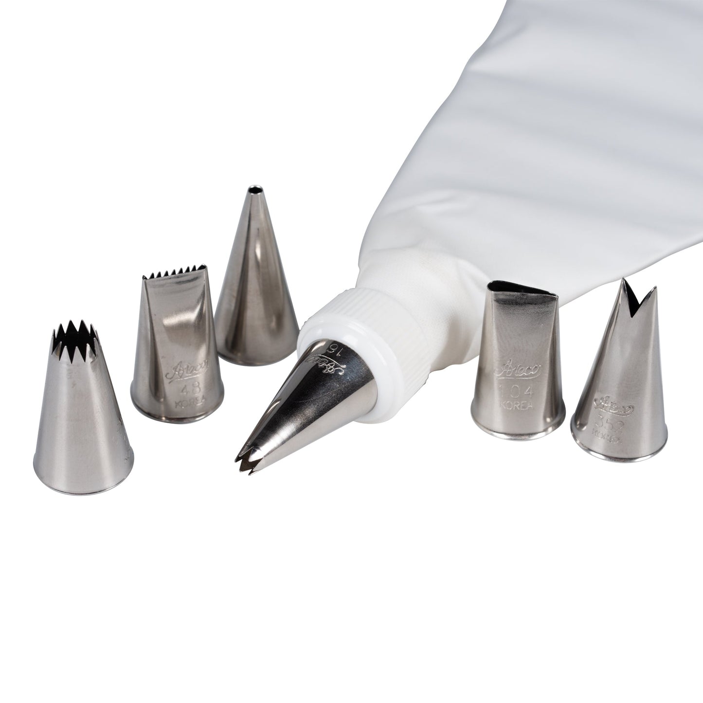 Ateco | 8 Piece Piping Tip and Decorating Set with 10" Flex Bag - ChefEquipment.com