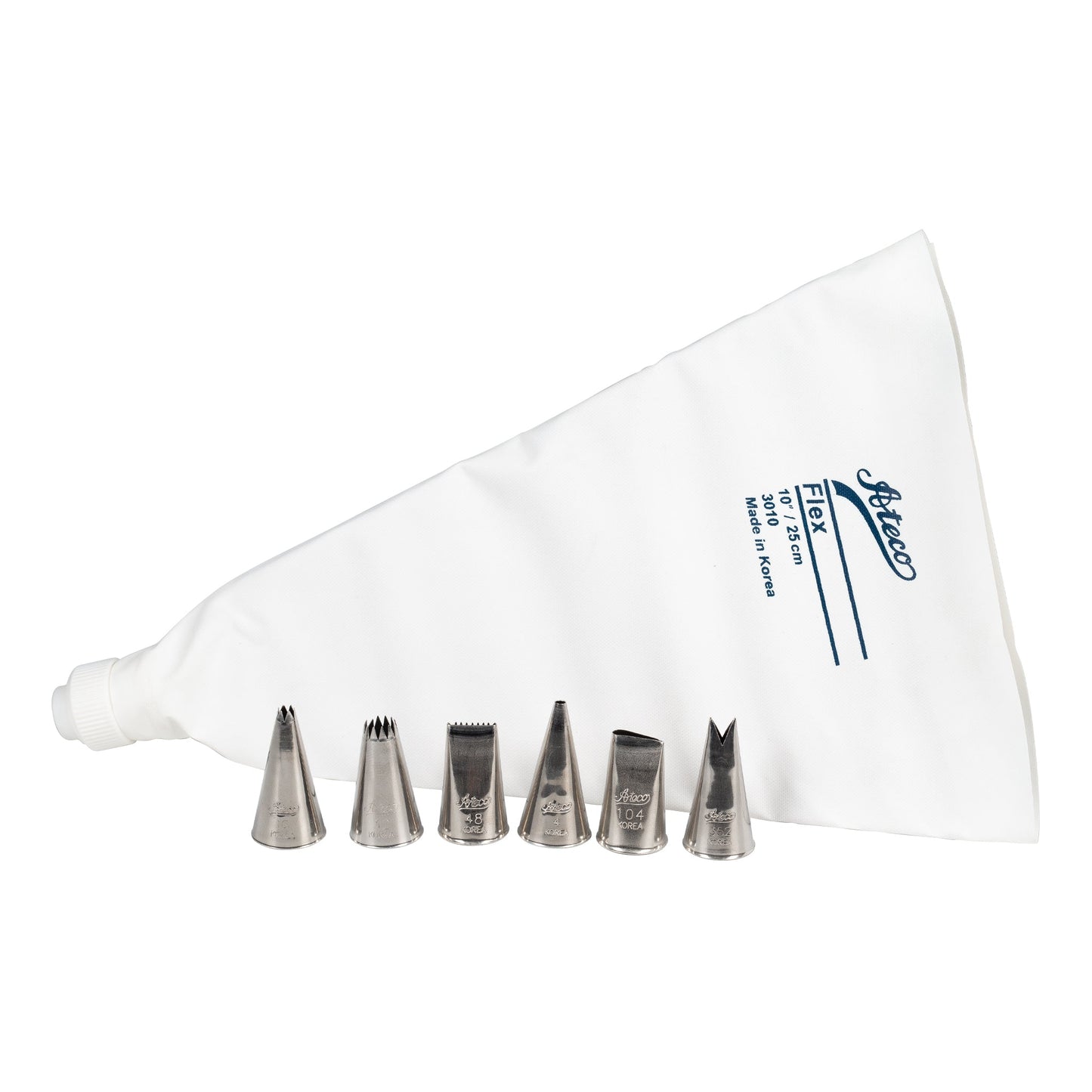 Ateco | 8 Piece Piping Tip and Decorating Set with 10" Flex Bag - ChefEquipment.com