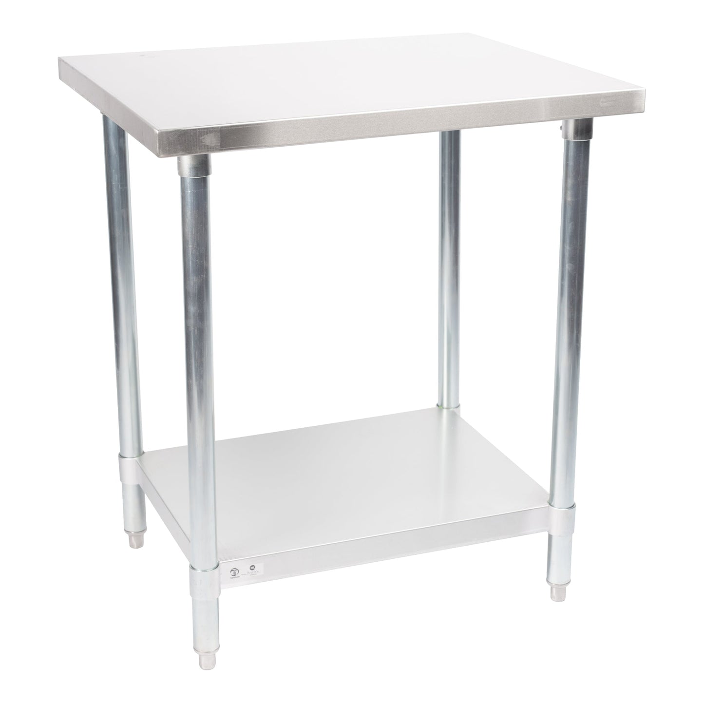 Tarrison | Work Table with Bottom Shelf, Adjustable Bullet Feet, 24" x 30", Stainless Steel