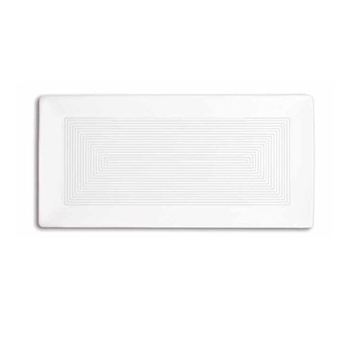 Front of the House | Spiral Rectangular Plate, 14" x 7", White (4-pack)