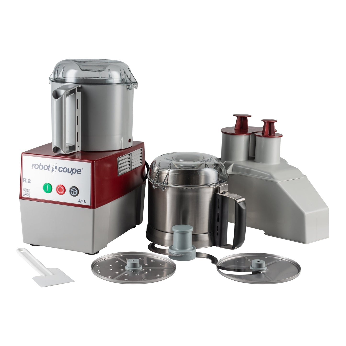 Robot Coupe | R2N Combination Food Processor, Grey Plastic 3 qt Bowl, 1 HP, 120V + Stainless Steel 3 qt Bowl