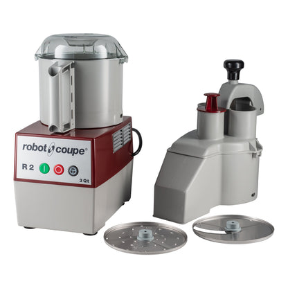 Robot Coupe | R2N Precision Combination Food Processor, Grey Plastic 3 qt Bowl, Attached Pusher Arm, 1 HP, 120V