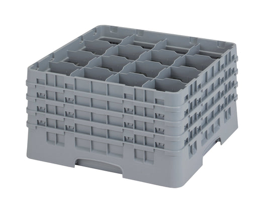 Cambro | Casier à verre Camrack, 16 compartiments, 8 1/2" de hauteur, gris
