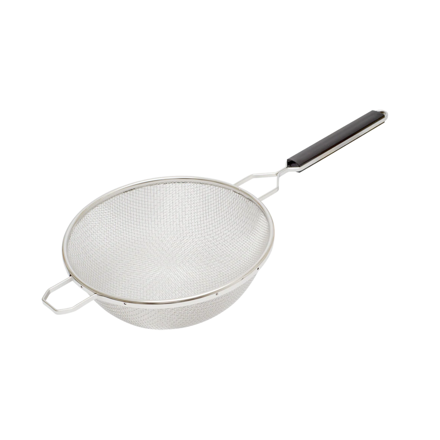 Browne | Double Mesh Medium Strainer, 8", Stainless Steel w Plastic Handle