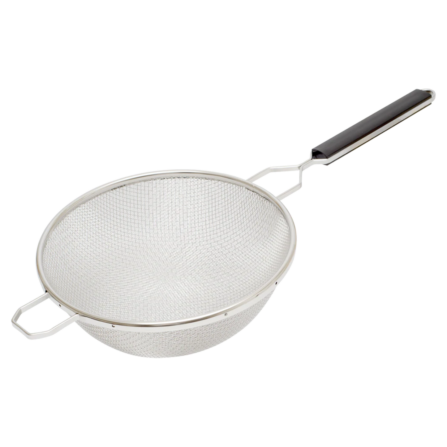 Browne | Double Mesh Medium Strainer, 10.25", Stainless Steel w Plastic Handle