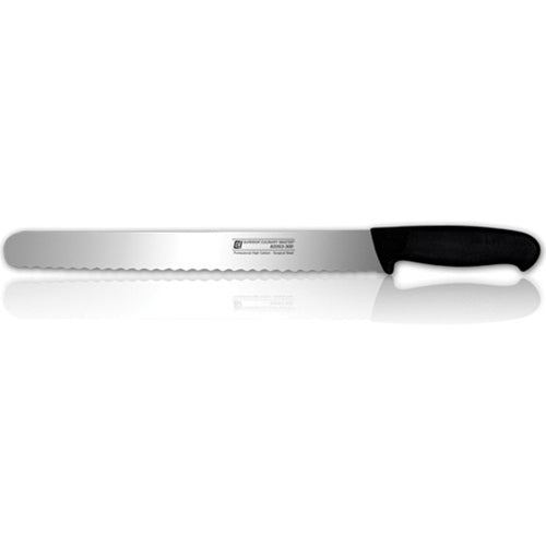 Canada Cutlery | Euro Culinary Slicing Knife, Scalloped, 12", Black Handle