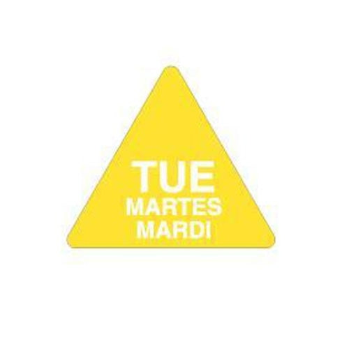 Ecolab Dissolvable Triangle Label, 3/4", English/Spanish/French, Tuesday, FINAL SALE - 10130-02-31