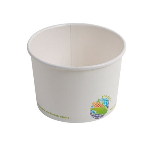 Eco-Packaging | Compostable Paper Soup Cup White 8 oz 1000 Pack - ChefEquipment.com