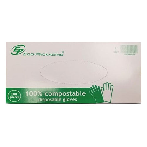 Eco-Packaging | Compostable Gloves, Medium (100-pack)