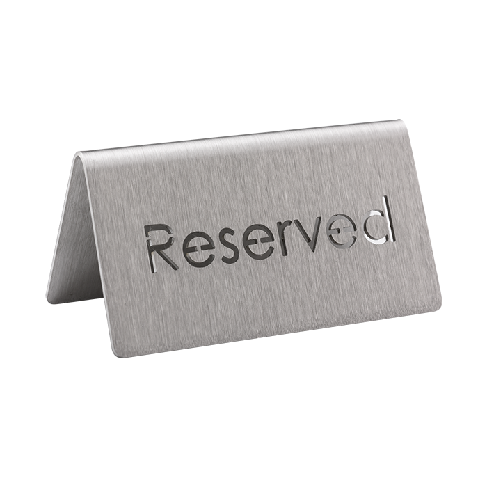 Service Ideas | Laser Cut ID Table Tent, Reserved, Stainless Steel