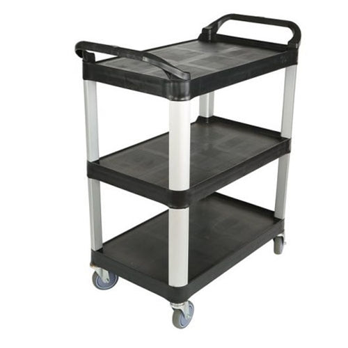 Globe | 3 Shelf Utility Cart, Black, 400 lb - ChefEquipment.com