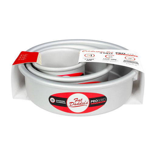 Fat Daddio's | 3 Piece Round Cake Pan Set, 2" Deep, Anodized Aluminum - ChefEquipment.com