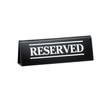 TableCraft | Reserve Sign Table Tent, Black, 2" x 6" - ChefEquipment.com