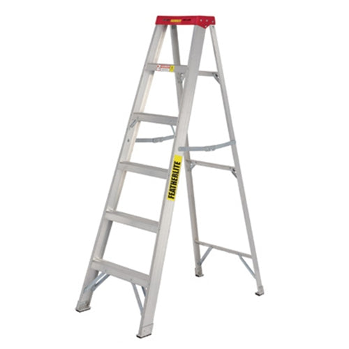 Featherlite | Series 2400 Medium Duty Step Ladder, 225 lb Load Capacity, 6', Aluminum