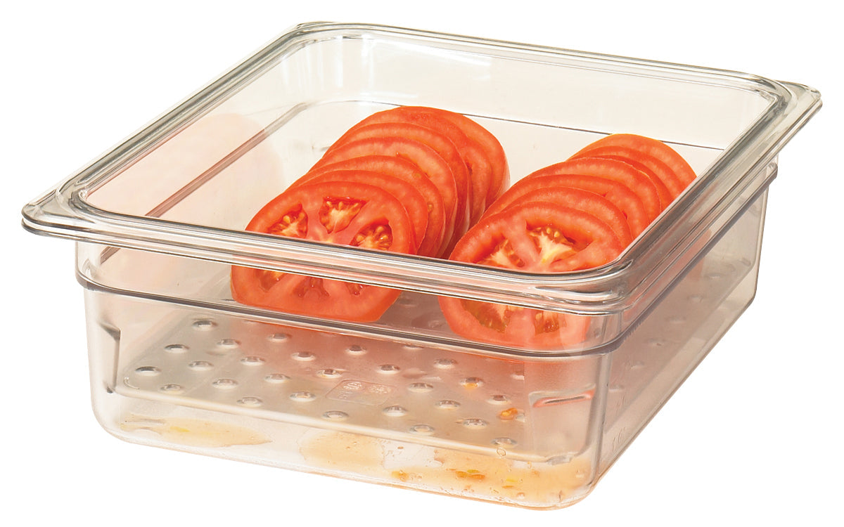 Cambro | Camwear Half Size Colander Food Pan, 3" Deep, Clear