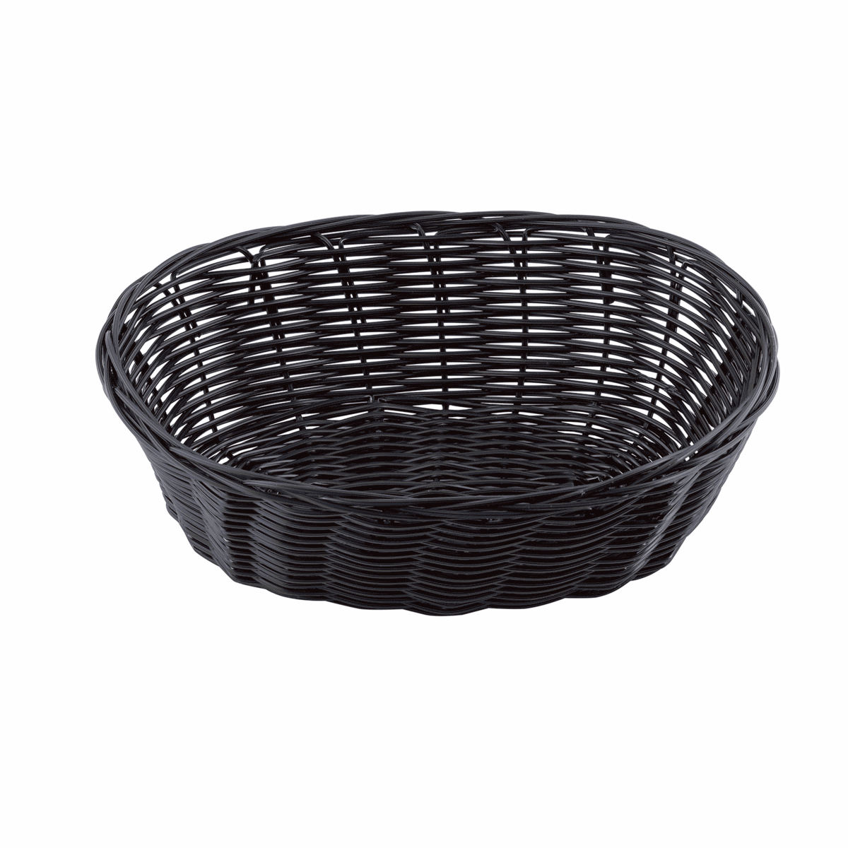 TableCraft | Woven Oval Basket, 10" x 6.5" x 3", Black Polypropylene