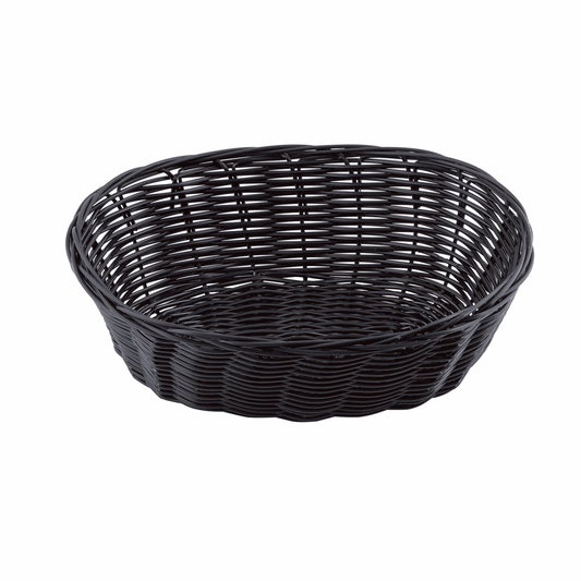 TableCraft | Woven Oval Basket, 10" x 6.5" x 3", Black Polypropylene