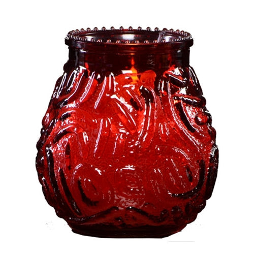 LeoLight | Venetian Lowboy Wax Candle, Glass, Red (15-pack)