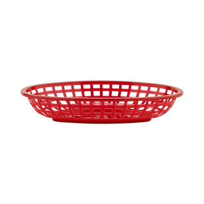 G.E.T. | Oval Basket, 9.5" x 6" x 2", Red Plastic (36-pack)