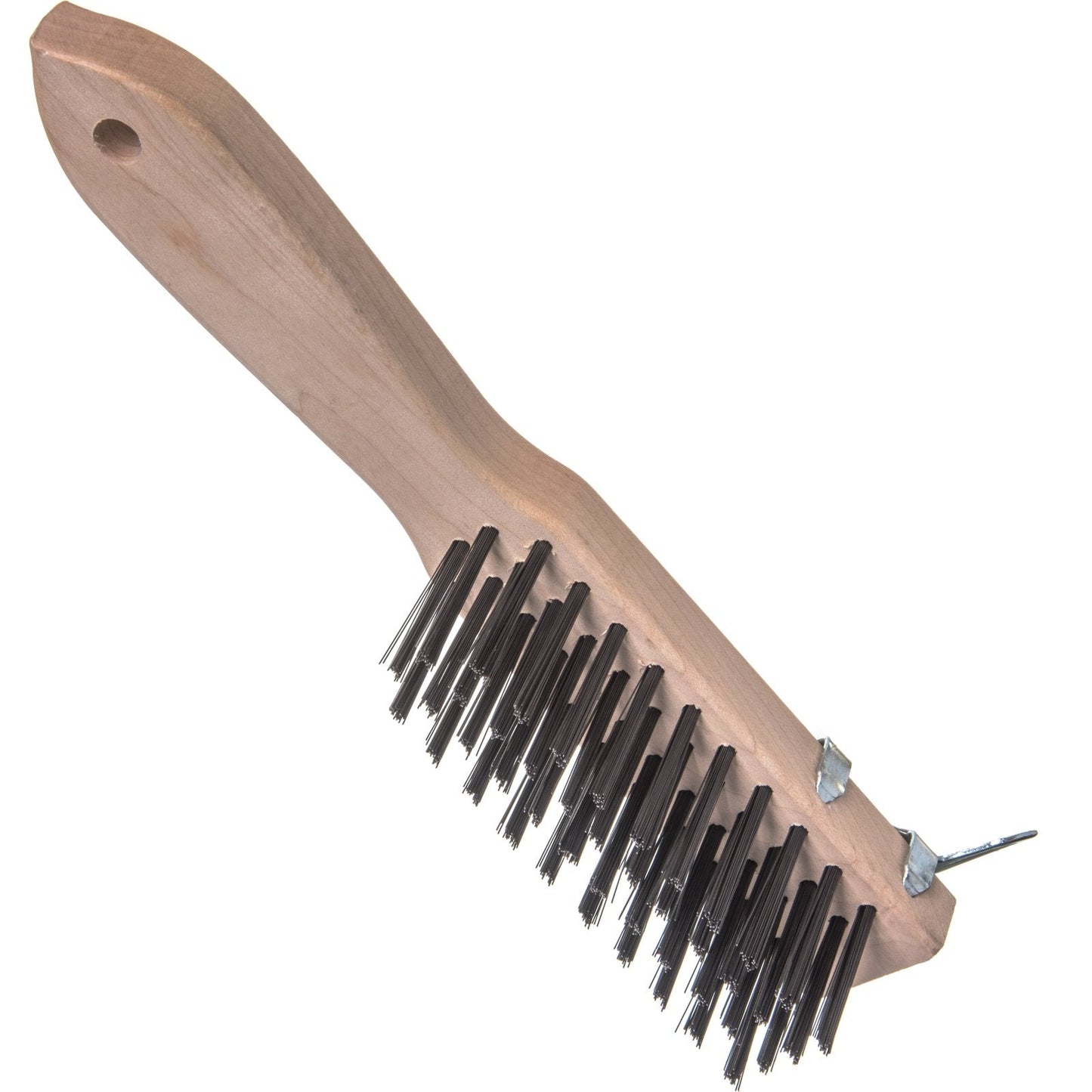 Carlisle | 13.75" Heavy-Duty Wood Handle Scraper w/ Tempered Steel Bristles - ChefEquipment.com