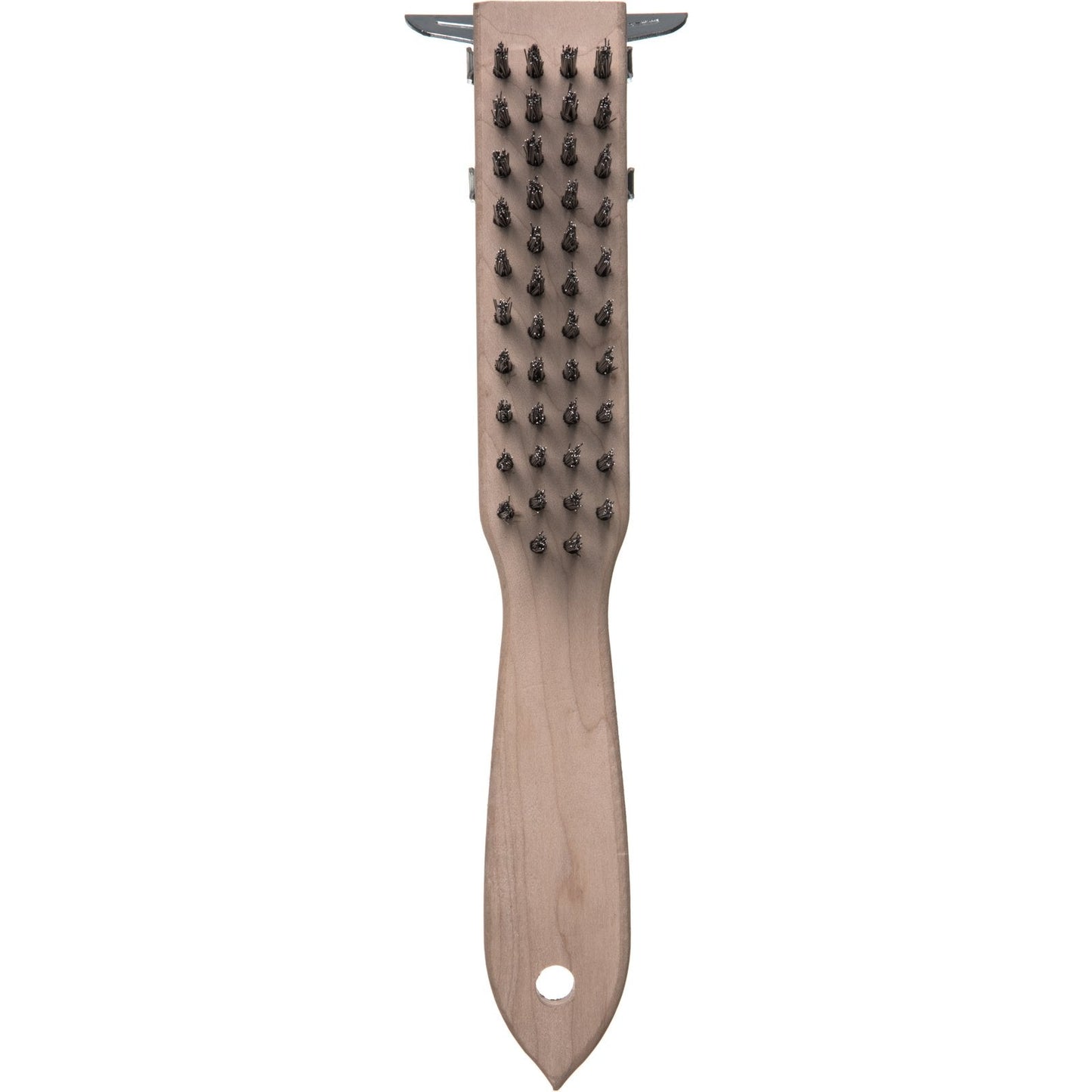 Carlisle | 13.75" Heavy-Duty Wood Handle Scraper w/ Tempered Steel Bristles - ChefEquipment.com