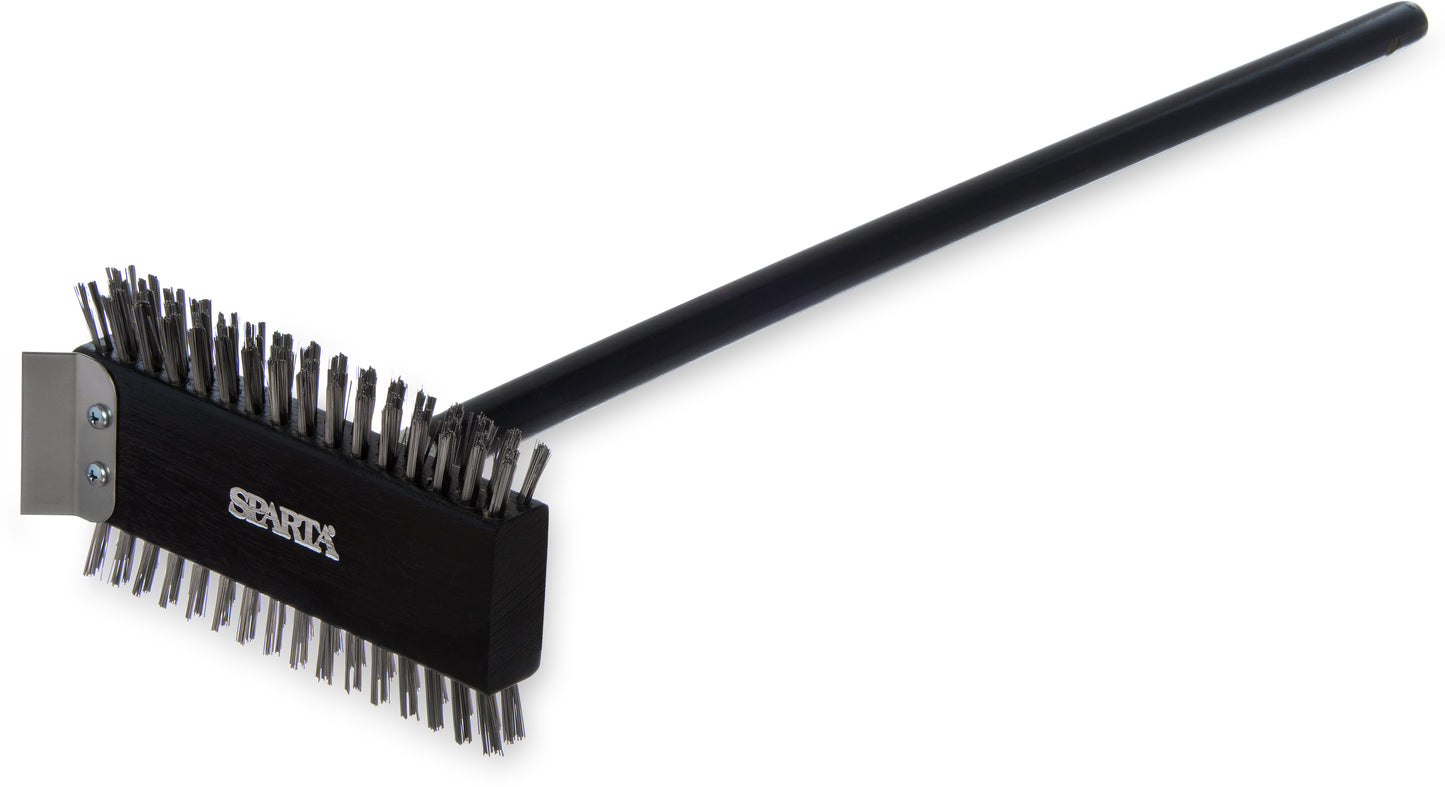 Carlisle | Sparta Broiler Master Grill Brush & Scraper w/ Handle, 30.5", Black