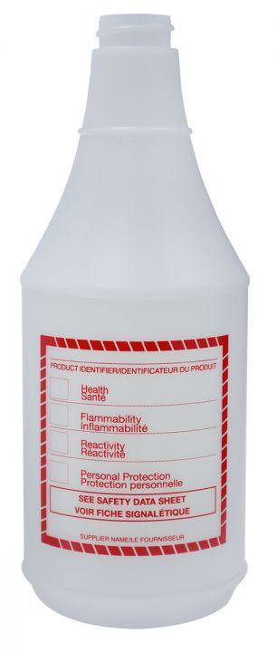 Advantage | Spray Bottle with WHMIS Panel, 24 oz, Plastic with Red Lettering