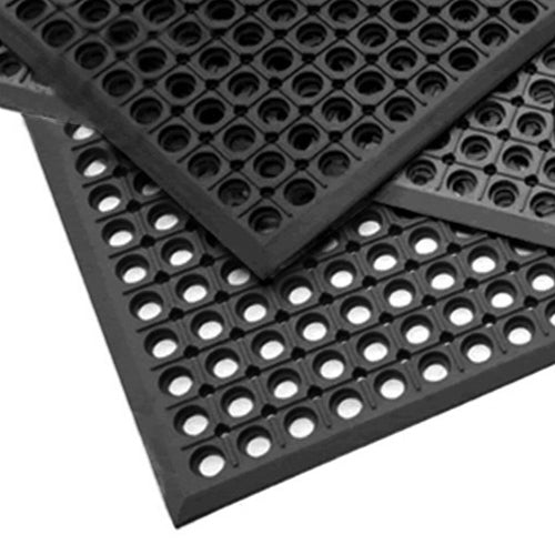 Mul-T-Mat | Narrow Bevel Drainage Floor Mat, 3' x 5', Black Rubber