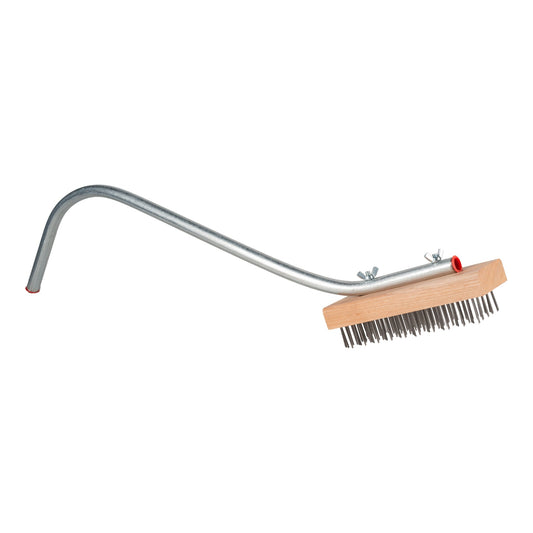 Felton Brushes | Long Curved Handle Grill / Broiler Cleaning Brush, Flat Steel Bristles