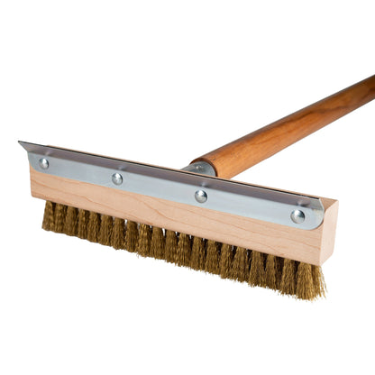 Felton Brushes | Commercial Pizza Oven Brush w Scraper, 40", Brass Bristles