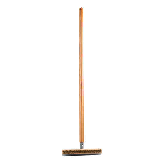 Felton Brushes | Commercial Pizza Oven Brush w Scraper, 40", Brass Bristles