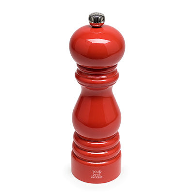 Peugeot | Paris Pepper Mill, 7", Beech Wood, Poppy Red Finish - ChefEquipment.com