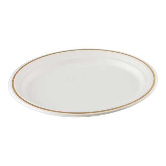 Eco Guardian | Compostable Oval Plate, 12.5",  Gold Trim (48-pack)